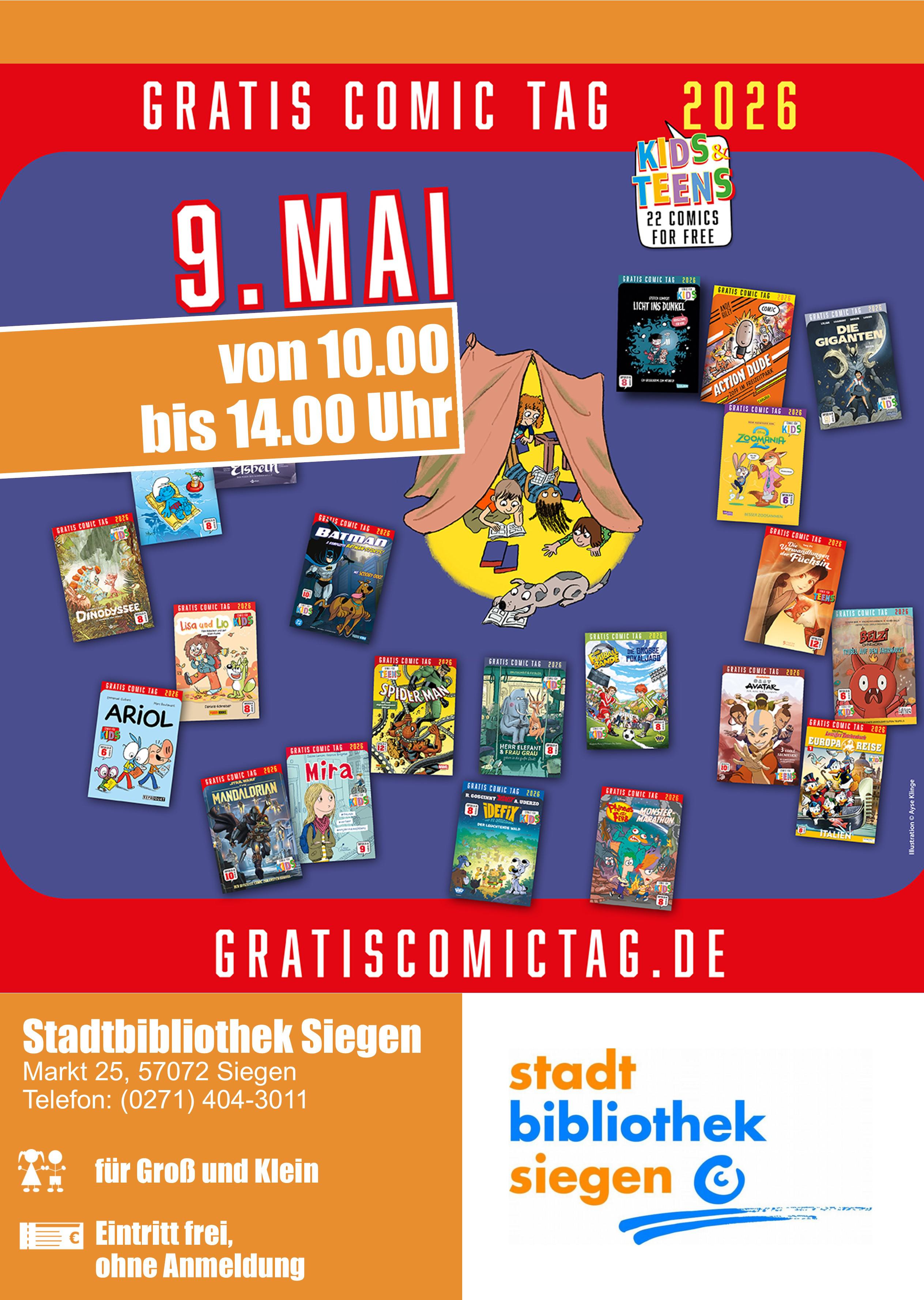 „Gratis Comic Tag 2026 – Kids & Teens“ in der Stadtbibliothek Siegen