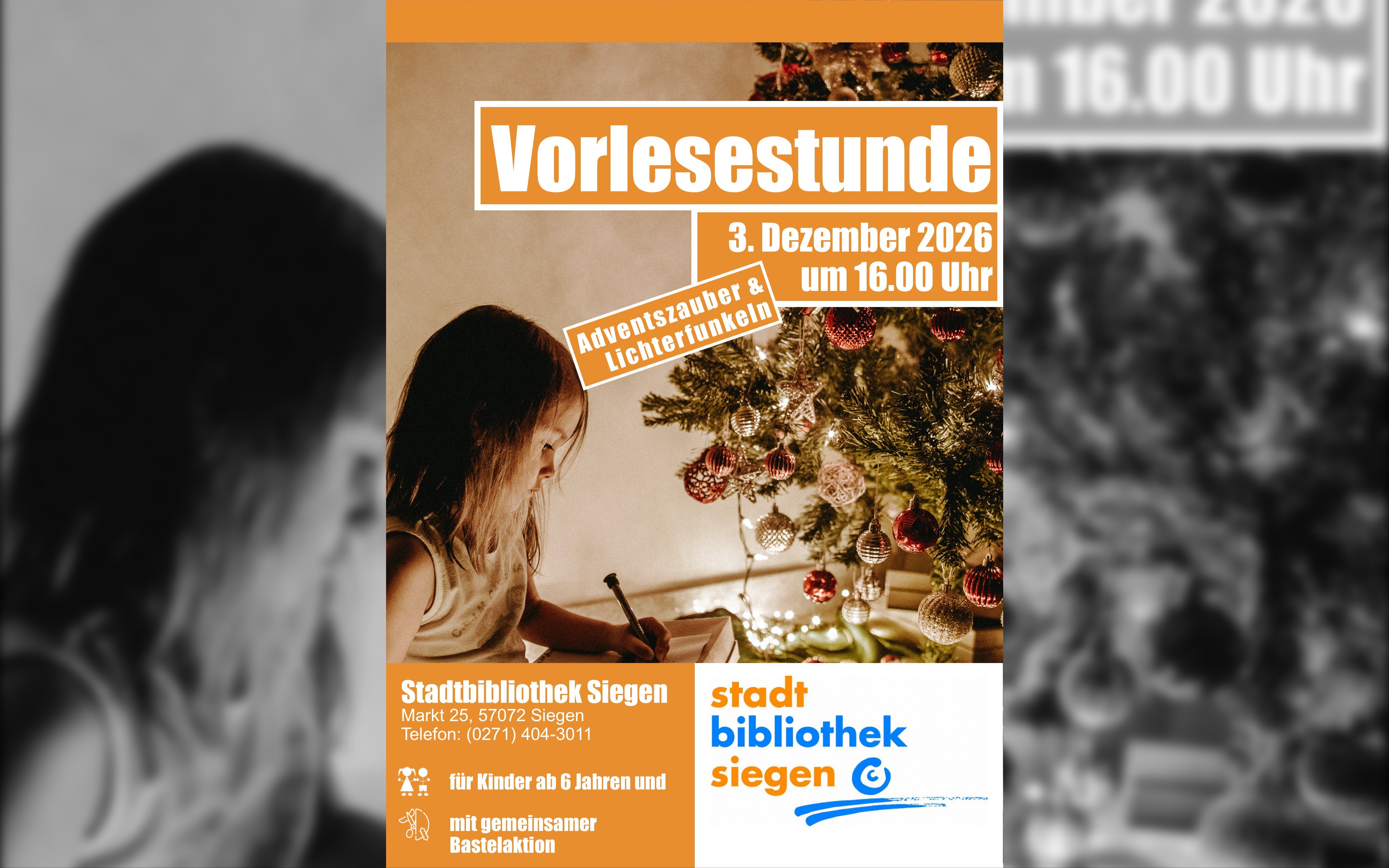 Vorlesestunde für Kinder ab 6 Jahren in der Stadtbibliothek Siegen