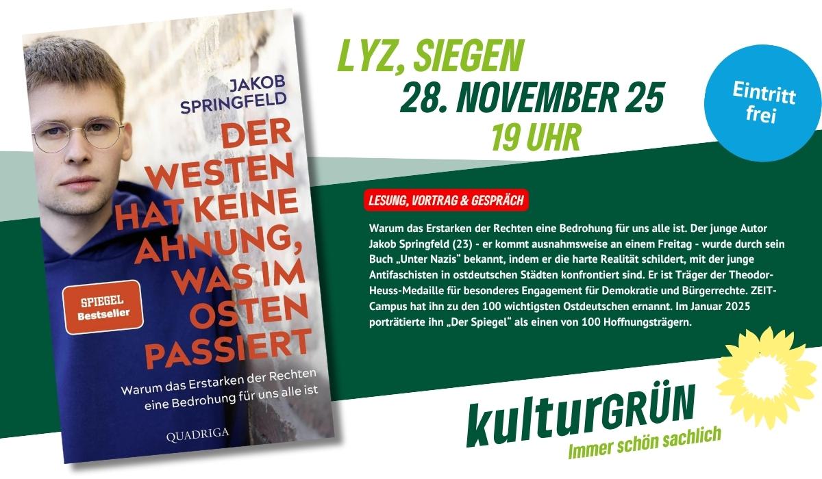 Verschoben auf (Termin noch offen): Jakob Springfeld: Der Westen hat keine Ahnung, was im Osten passiert