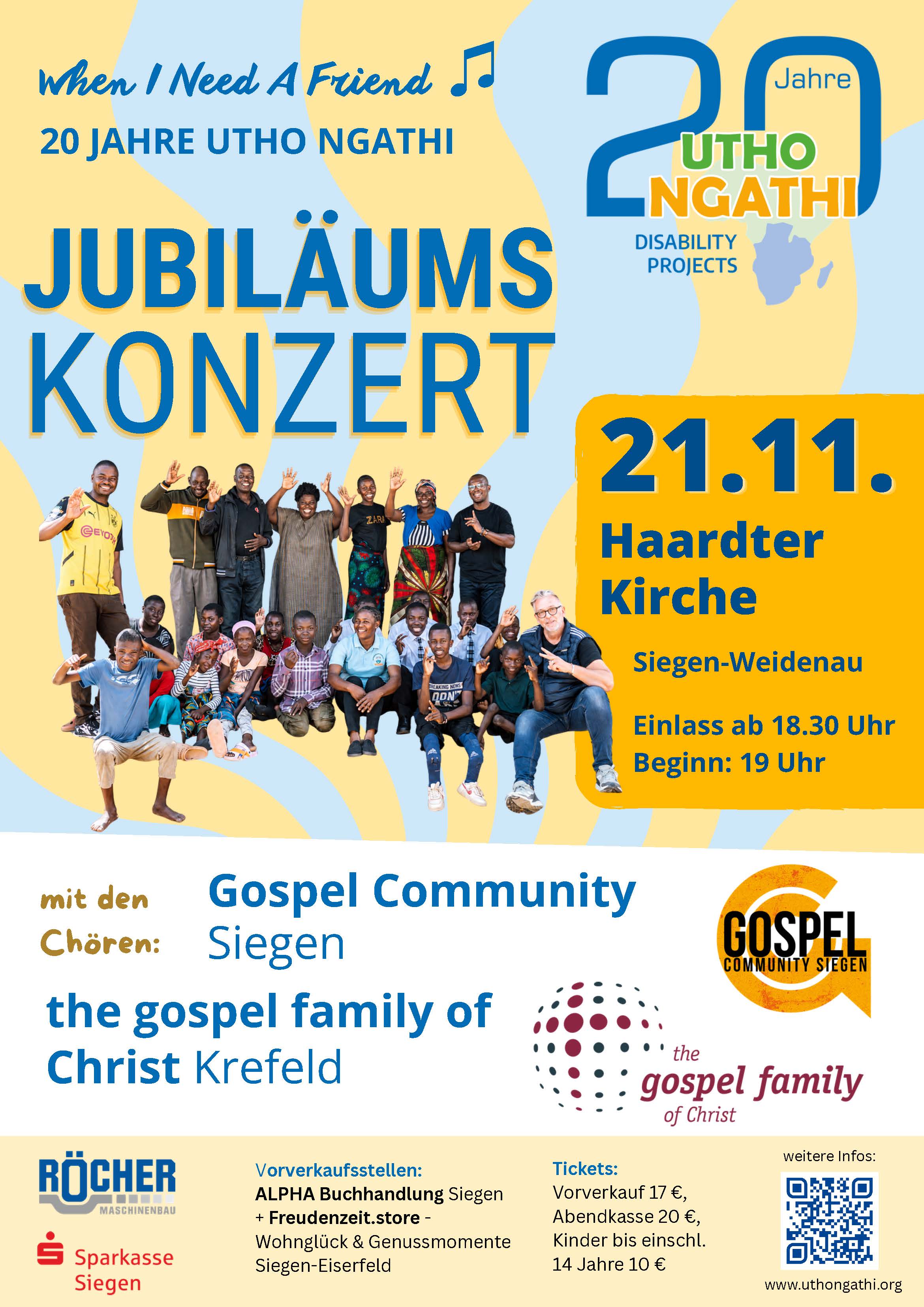 Benefizkonzert zum Jubiläumsjahr - 20 Jahre Utho Ngathi Südliches Afrika e.V.