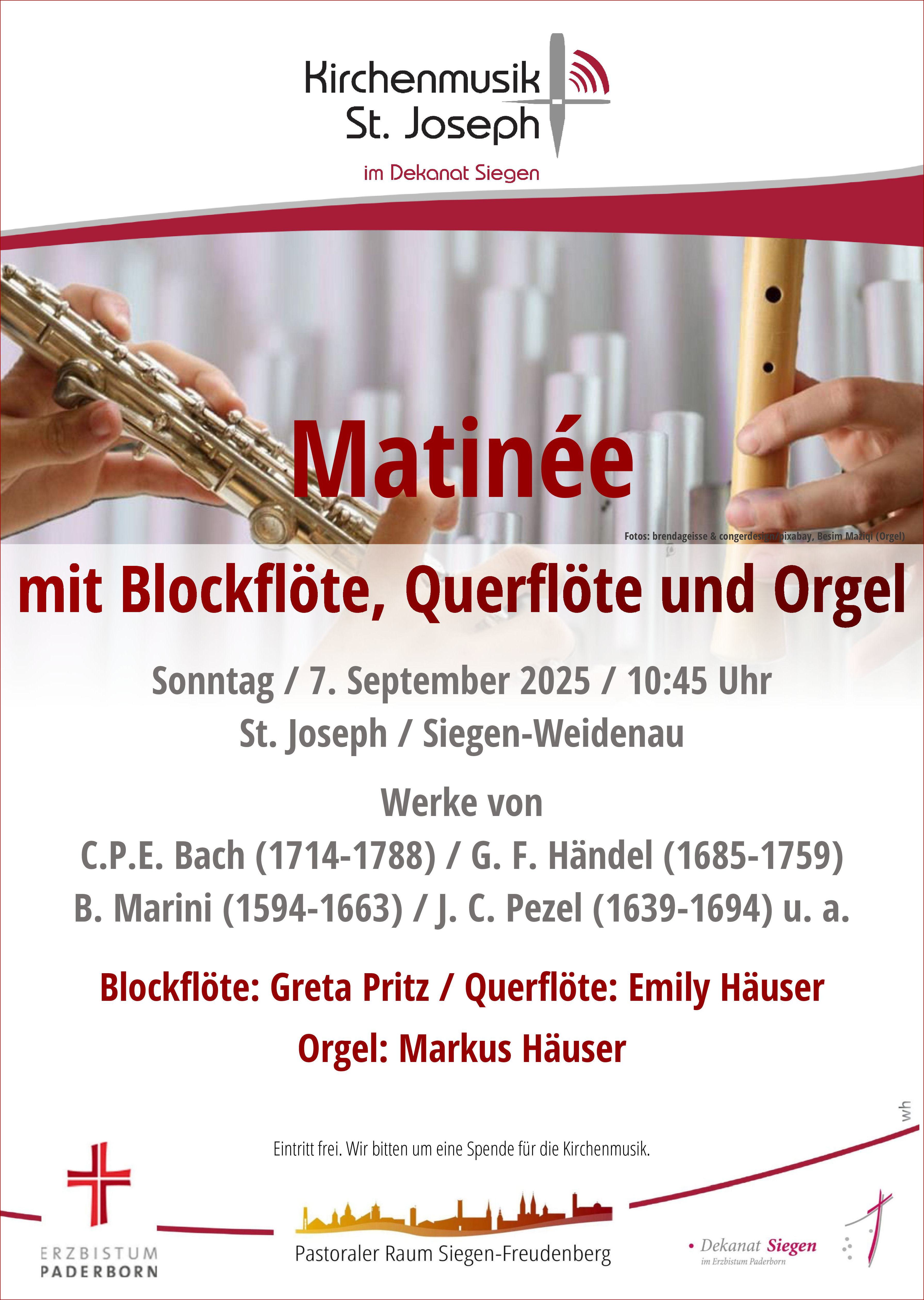 Martinée mit Blockflöte, Querflöte und Orgel