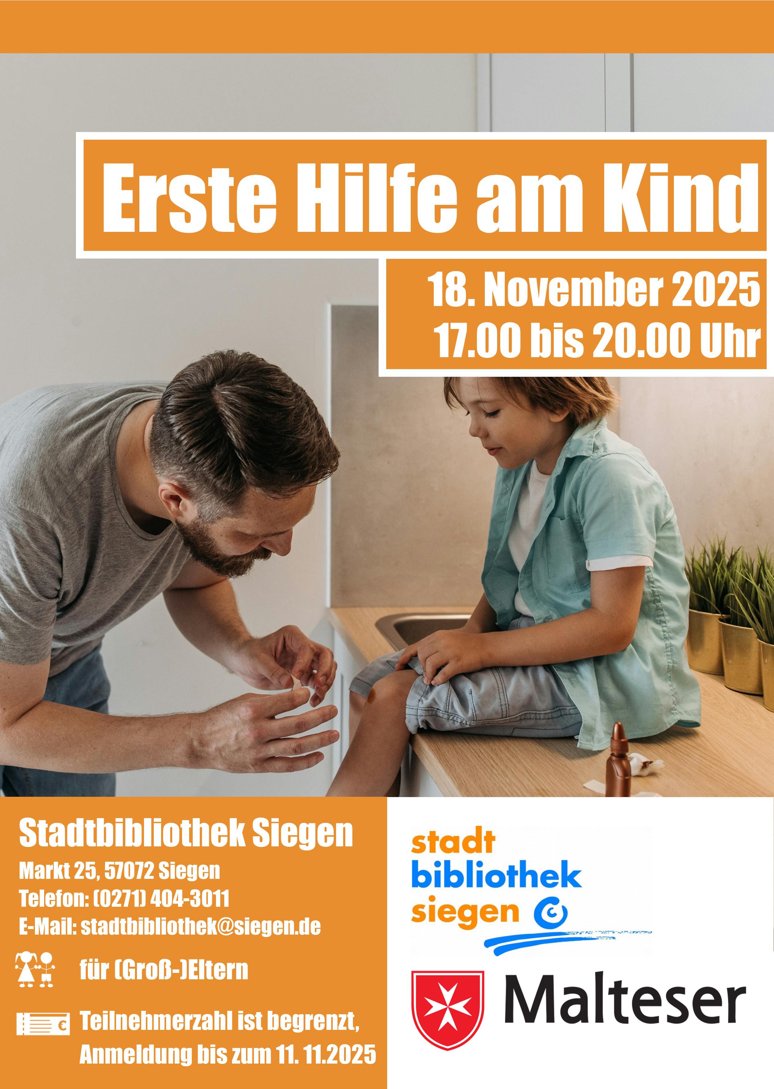 Erste-Hilfe-Crashkurs am Kind für (Groß-)Eltern in der Stadtbibliothek Siegen
