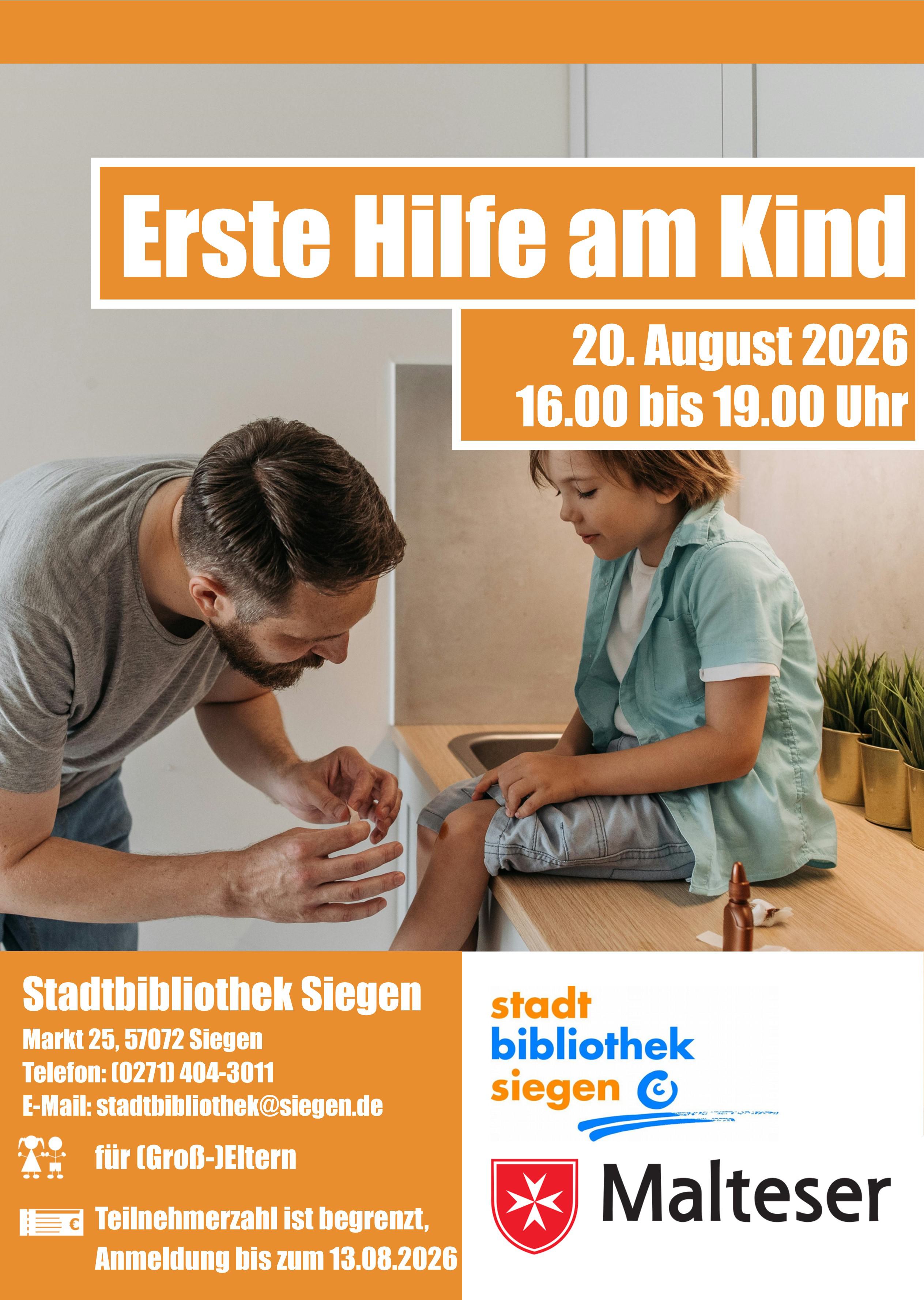 Erste-Hilfe-Crashkurs am Kind für (Groß-)Eltern in der Stadtbibliothek Siegen
