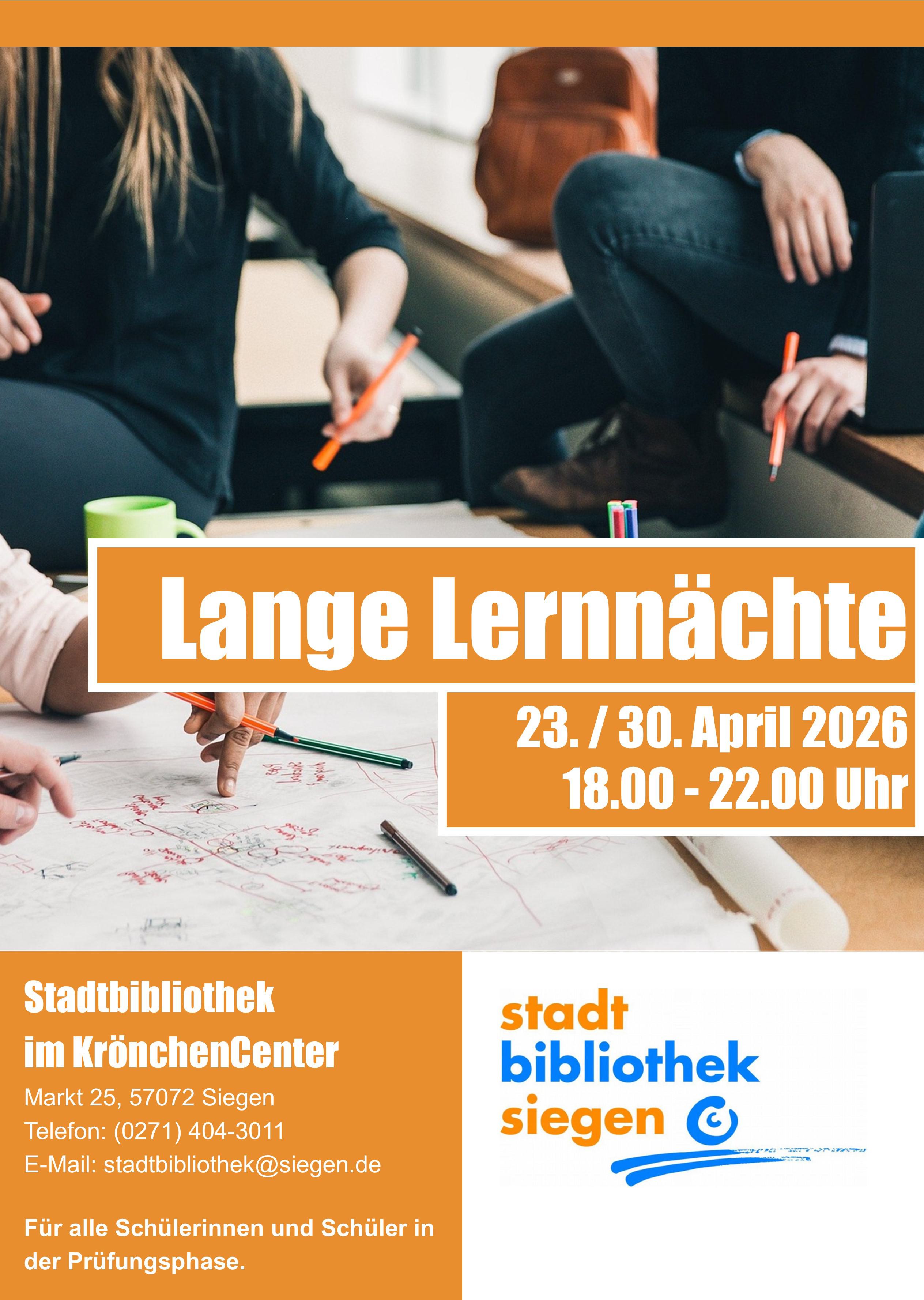 Lange Lernnächte in der Stadtbibliothek Siegen