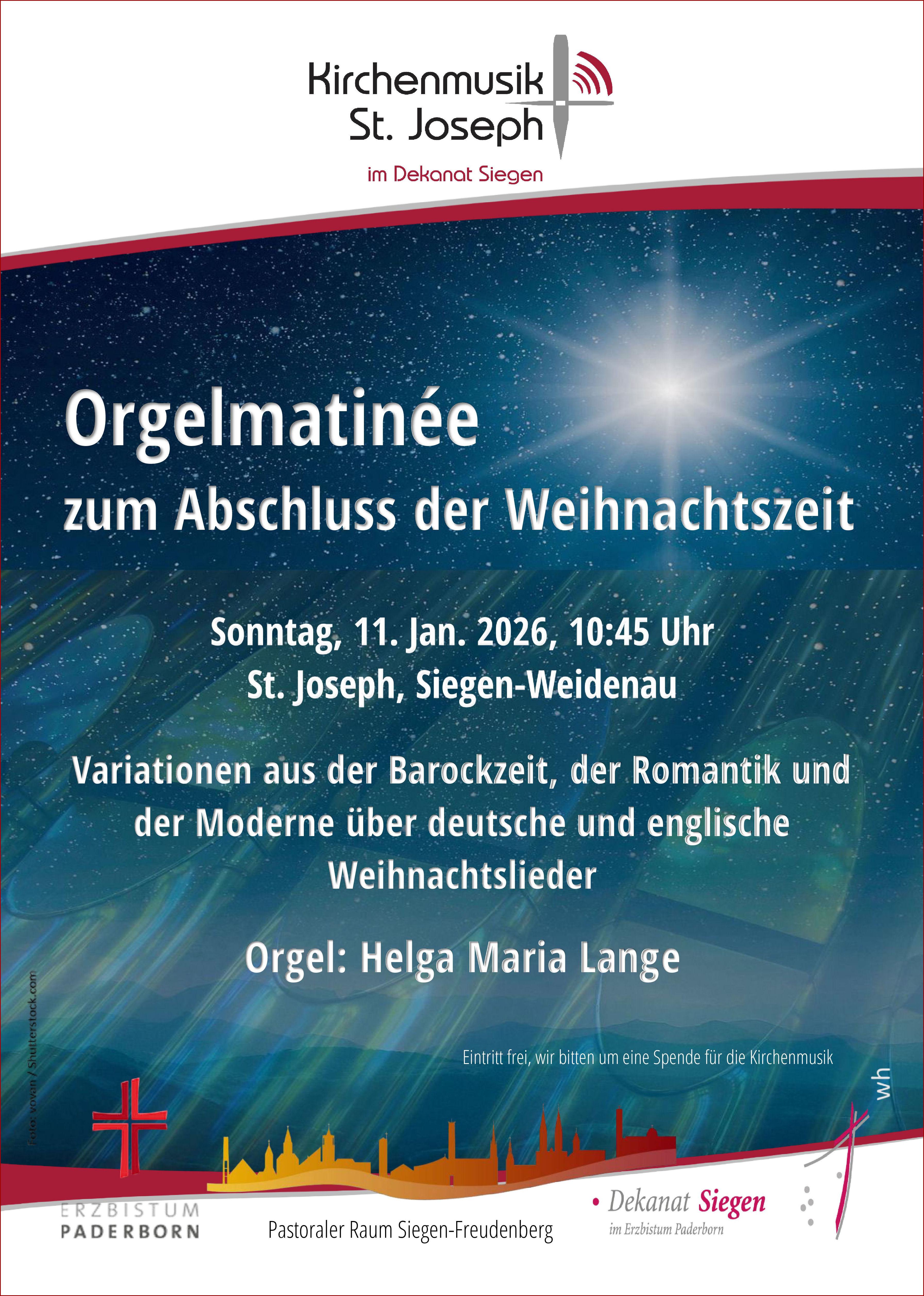 Orgelmatinée zum Abschluss der Weihnachtszeit