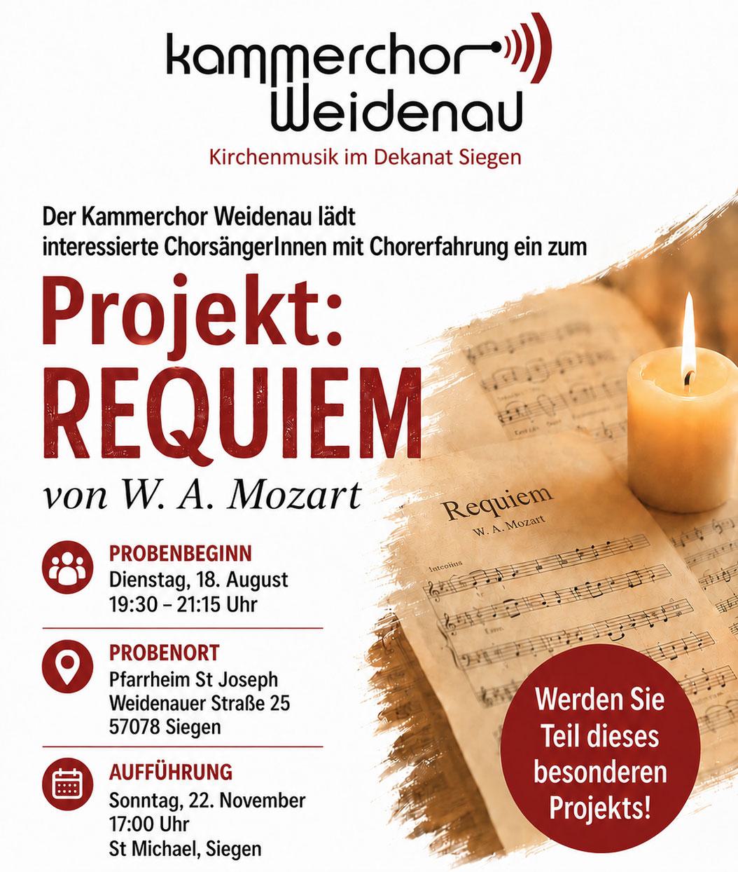 Mitsingen beim Chorprojekt „Mozart-Requiem“